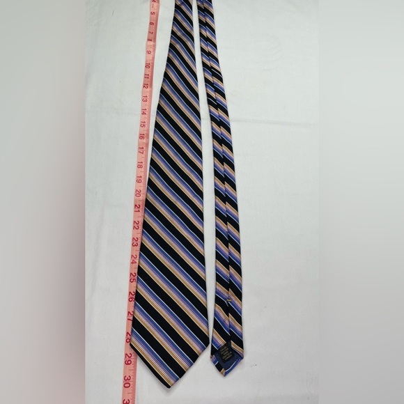 Dion Collection Silk Diagonal Striped Black Tie 4” x 60” - Picture 5 of 8